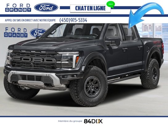 Ford F-150 Raptor SuperCrew 4RM caisse de 5,5 pi 2025 Noir agate métallisé