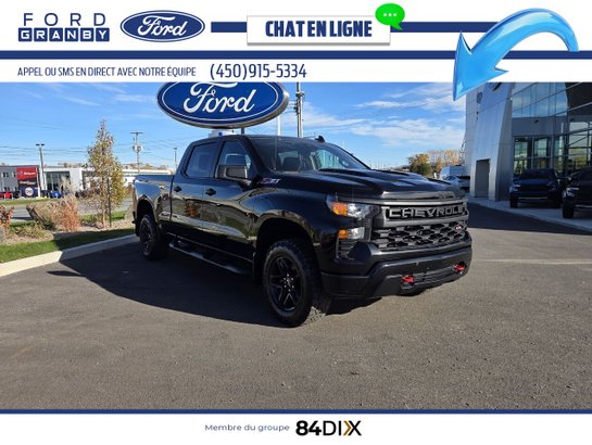 Chevrolet Silverado 1500 Custom Trail Boss crew 4RM 157 po 2023 Noir