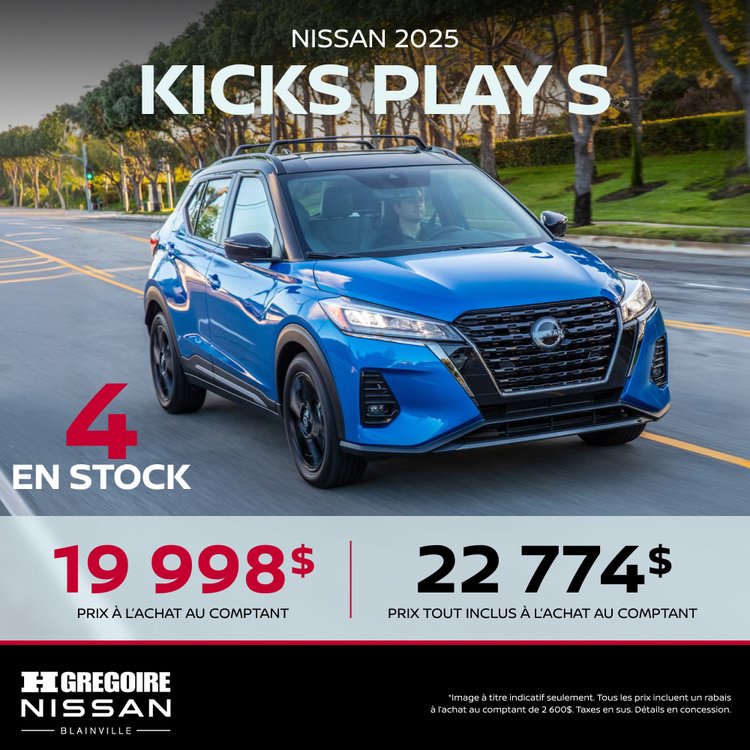 Nissan blainville promo avril KICKS PLAY FR