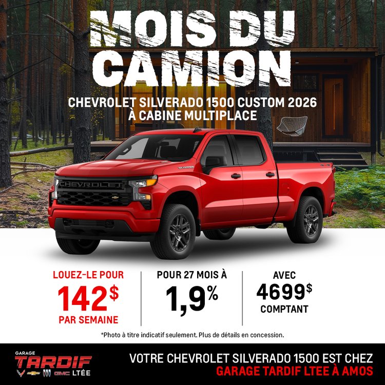Garage tardif promo Silverado 1500 avril FR