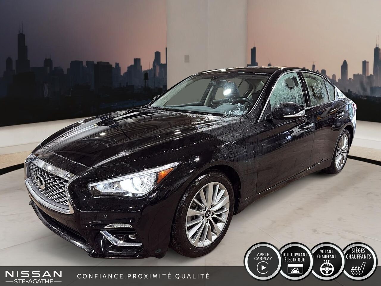 INFINITI Q50 LUXE| TOIT| AWD| CARPLAY 2024 Noir Saint-Jérôme - photo #0