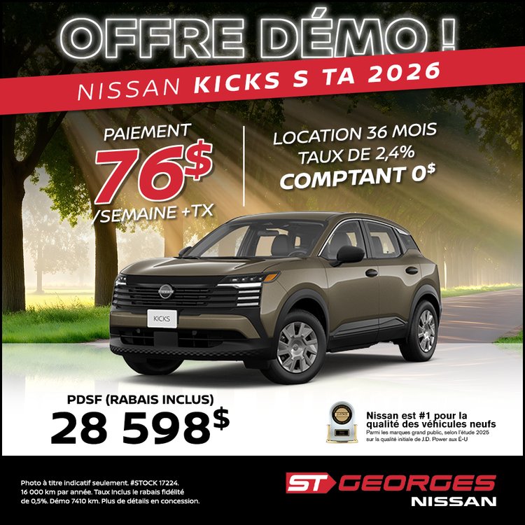 St geroges nissan promo avril KICKS 2026 1