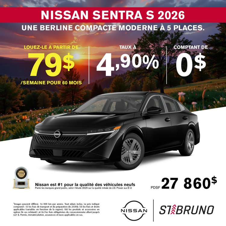 St bruno nissan promo avril sentra S 2026 FR