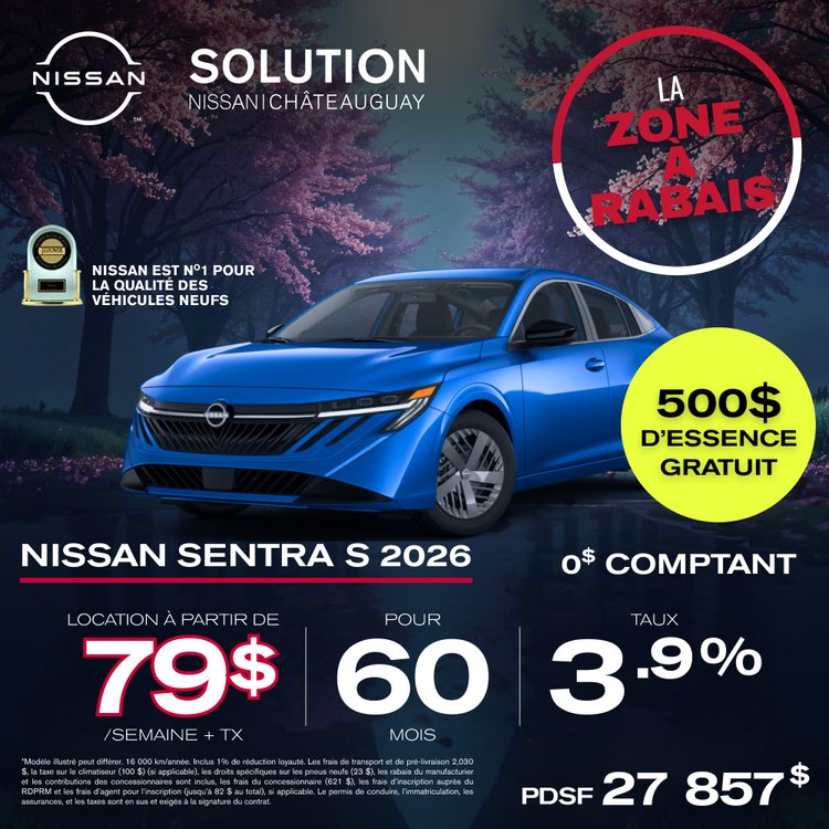 Solution nissan promo mai Sentra S 2026 FR