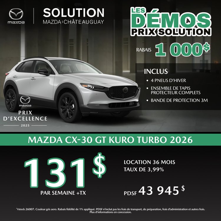 Solution mazda promo mars CX 30 GT KURO TURBO FR