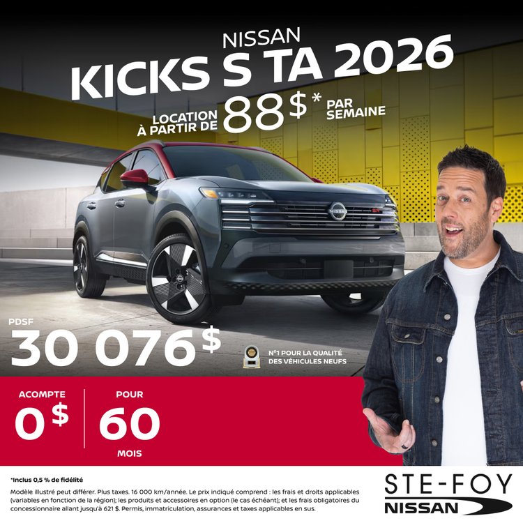 Ste foy nissan promo mai KICKS S TA 2026 FR