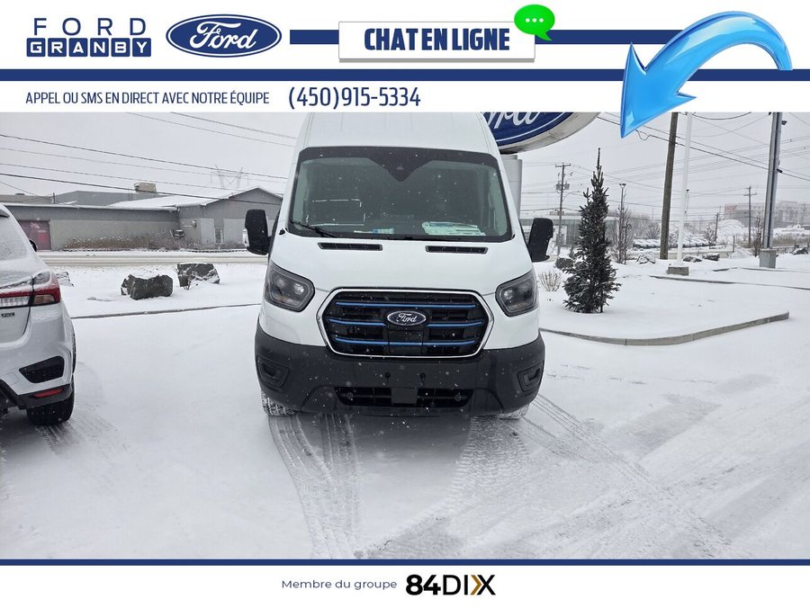 Ford E-TRANSIT FOURGONNETTE UTILITAIRE T-350 toit surélevé PA 148 po PNBV de 9 500 lb 2024 Blanc