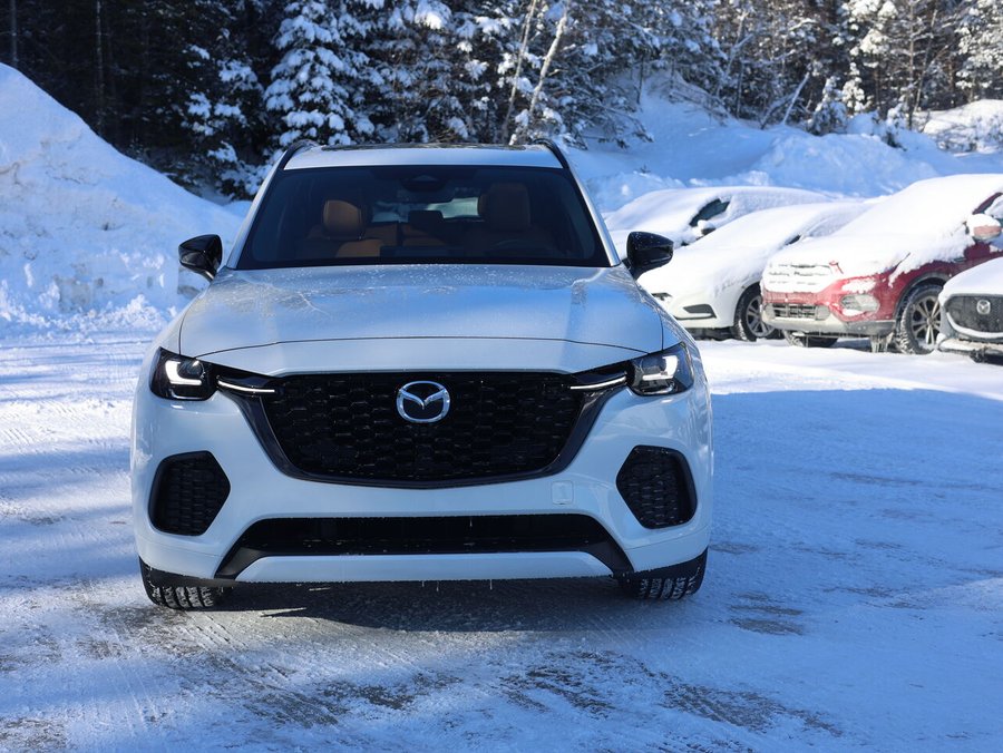 2025 Mazda CX-70 MHEV Signature, 5 passagers, Mode hybride, awd, Toit ouvrant pano, Écran 360 pano, cuir Rhodium White Metallic