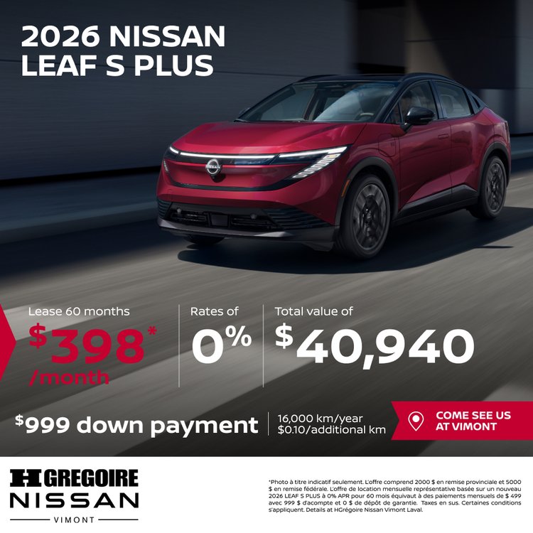 Nissan vimont promo mai Leaf S 2026 EN