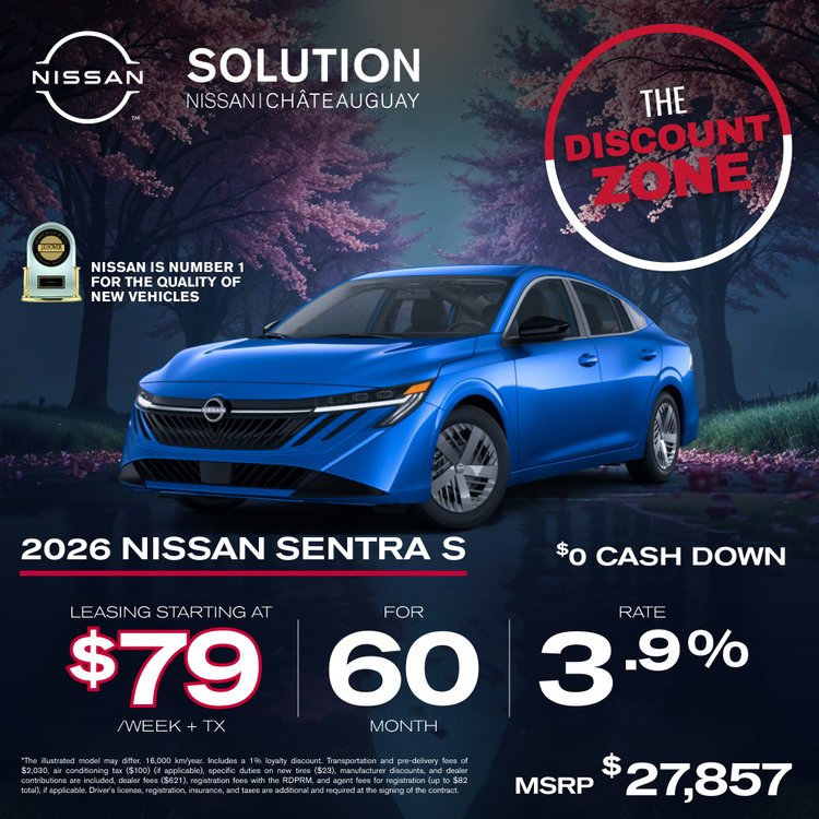 Solution nissan promo mai Sentra S 2026 EN