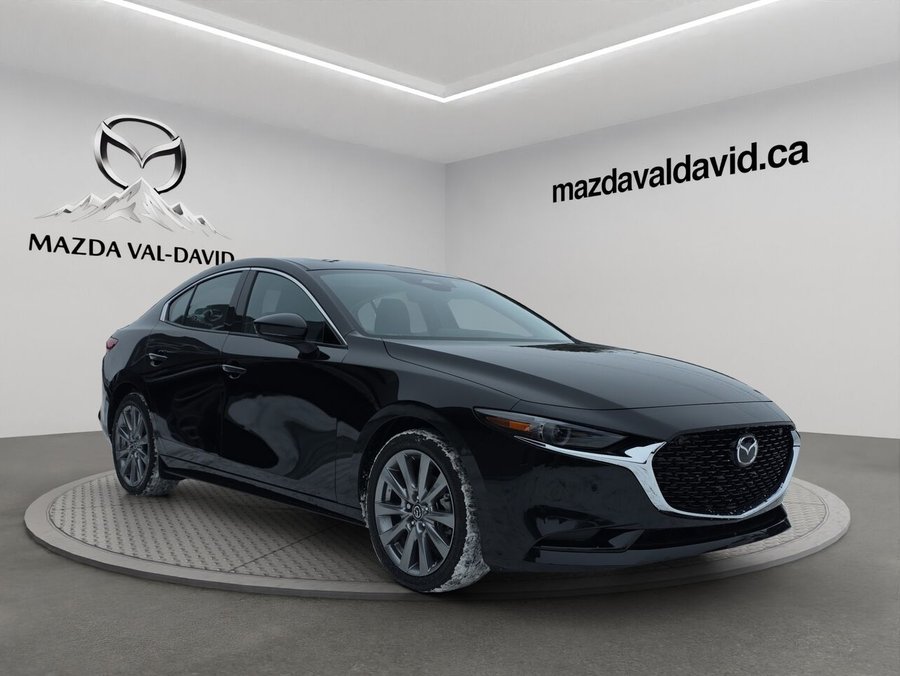 2025 Mazda Mazda3 AWD, Toit ouvrant, cuir, navigation, recharge sans fil, sièges chauffants Jet Black Mica