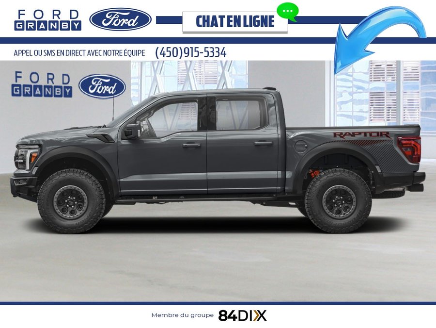 Ford F-150 Raptor SuperCrew 4RM caisse de 5,5 pi 2025 Gris carbonisé métallisé