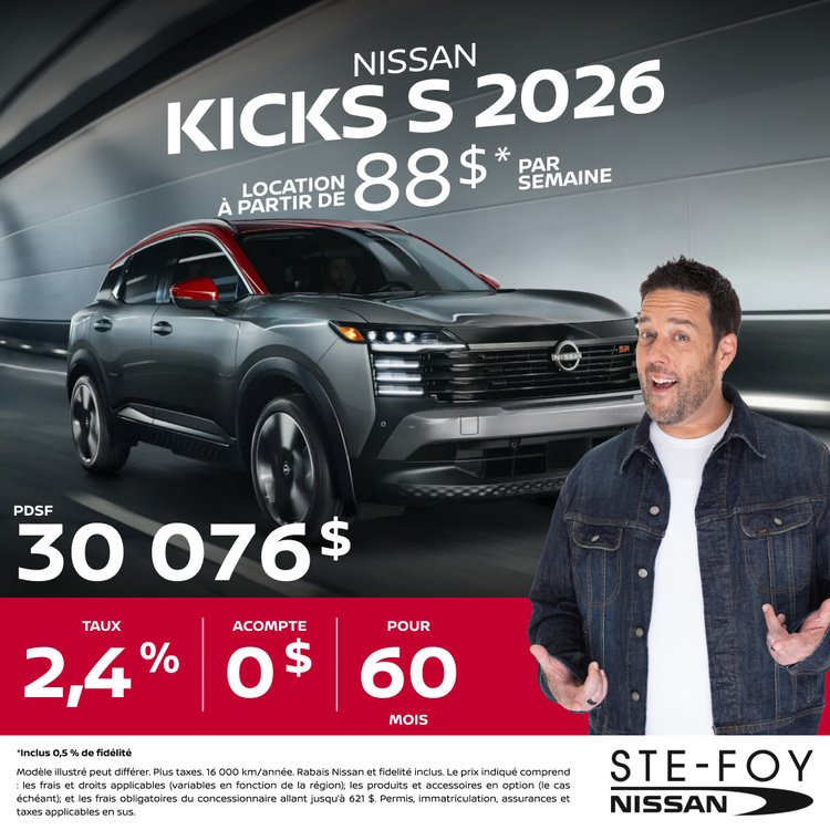 Ste foy nissan promo juin Kicks S 2026