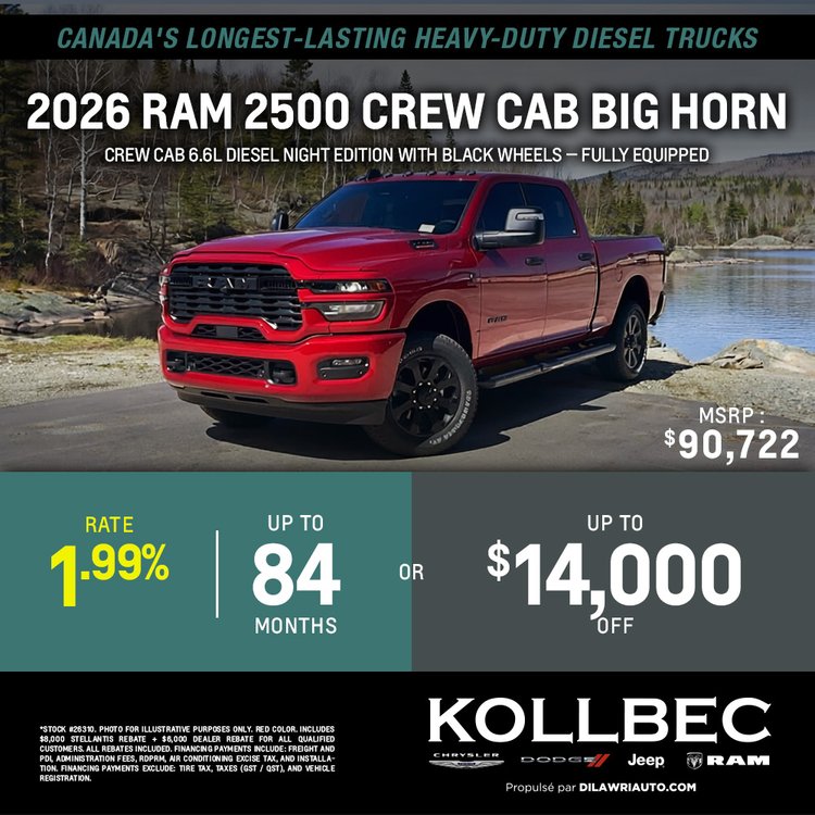 Kollbec promo juillet RAM 2500 BIG HORN 2026 EN