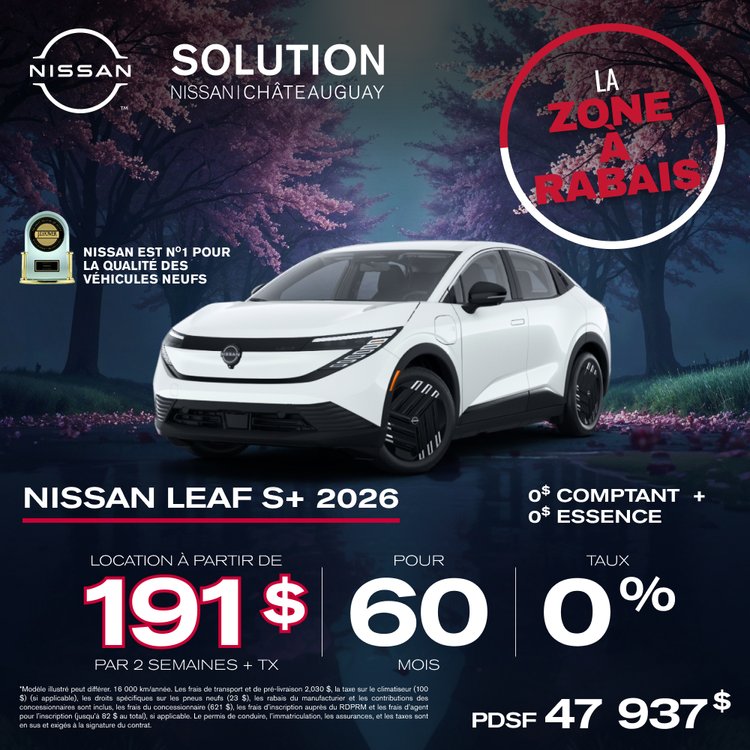Solution nissan promo mai leaf S Plus 2026 FR