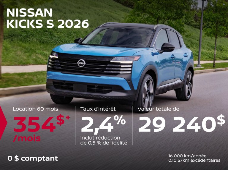 Nissan vimont Accueil juillet Kicks S 2026