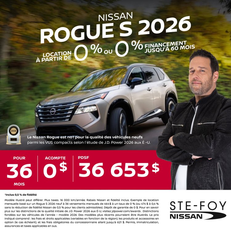 Ste foy nissan promo juillet Rogue S 2026