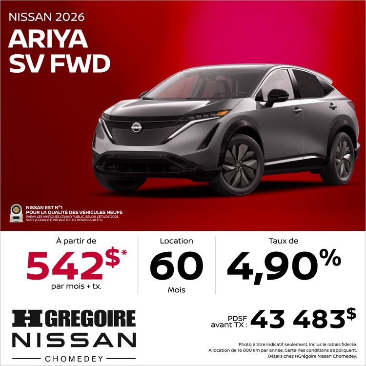 Nissan chomedey promo avril ARIYA SV FWD FR