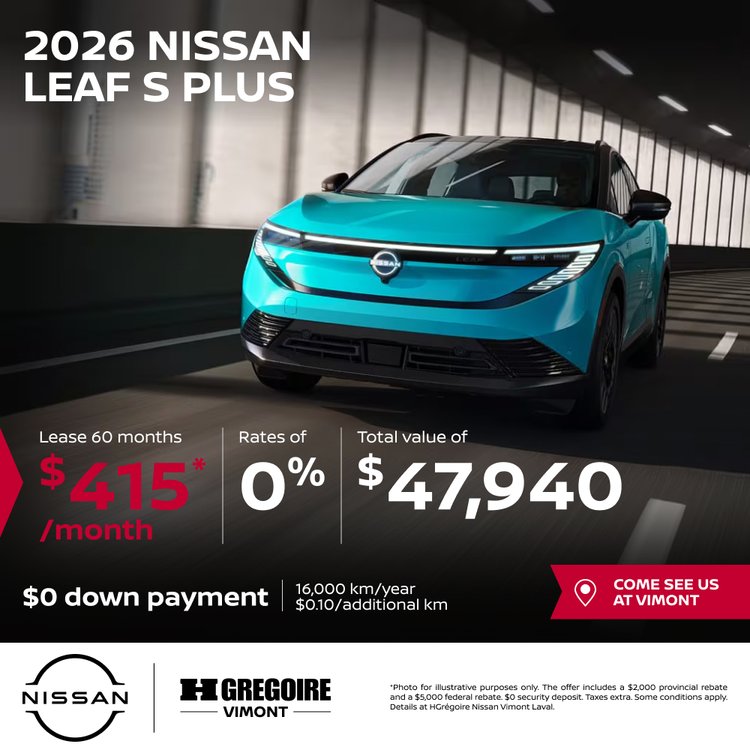 Nissan vimont promo juillet Leaf S PLUS 2026 EN