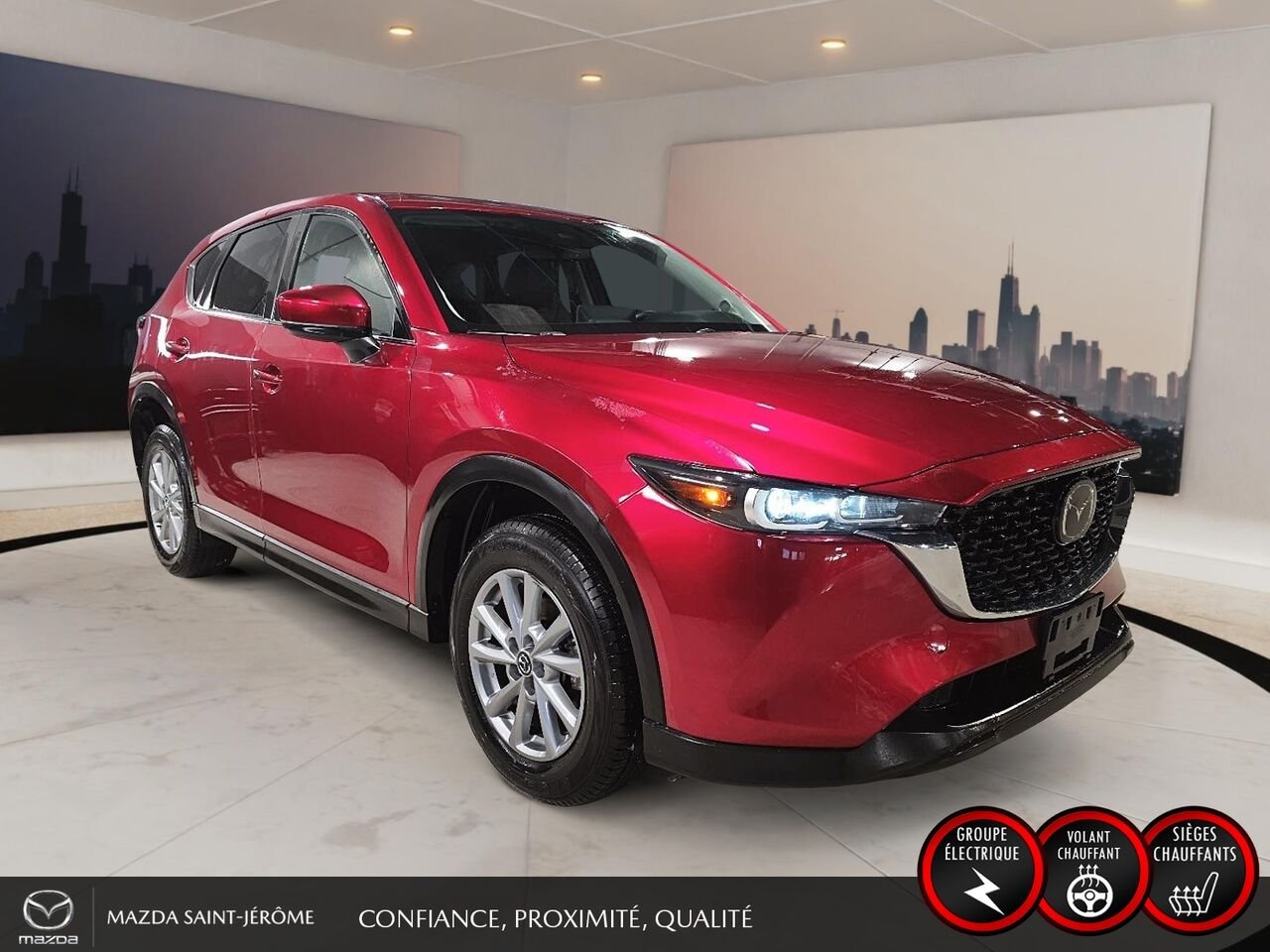 2025 Mazda CX-5 GS | CUIR | AWD | MAGS | Red Saint-Jérôme - photo #3