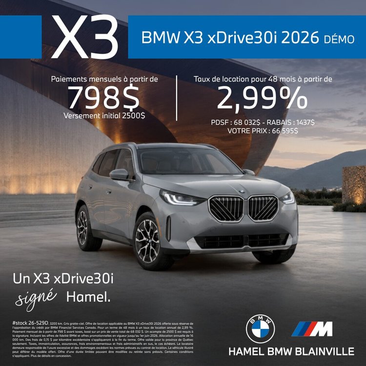 HAMEL BMW X3 xDrive30i 2026 FR