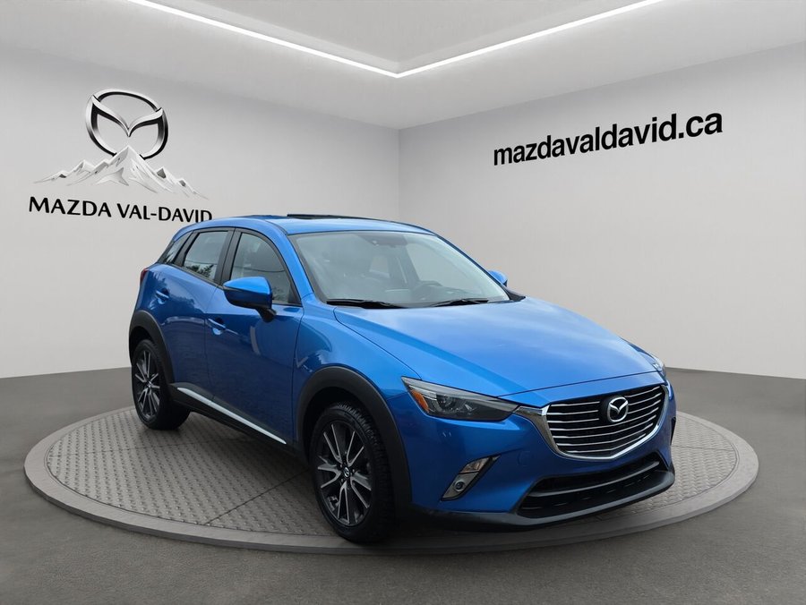 Mazda CX-3 Traction intégrale, 4 portes GT, Sièges chauffant, Toit ouvrant, Navigation 2016 Bleu