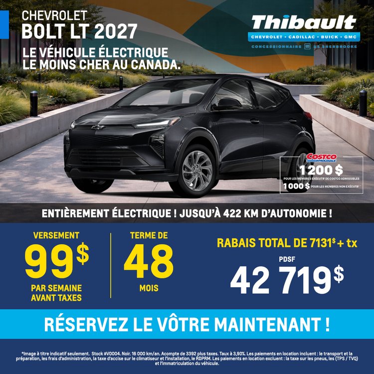 Thibault sherbrooke promo mars Chevrolet BOLT 2027 FR
