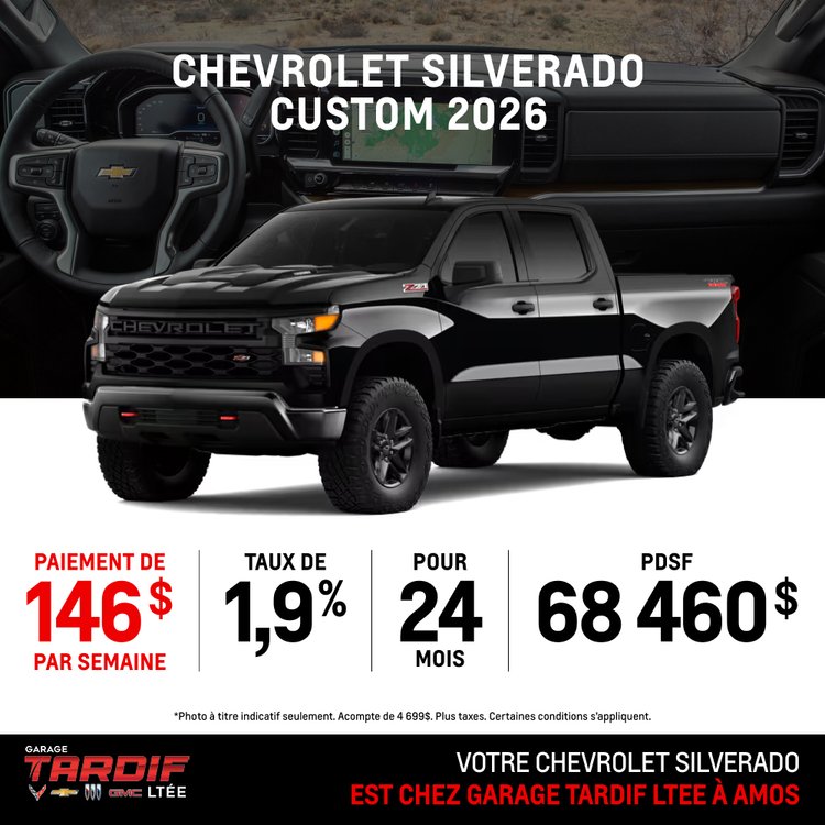 TARDIF promo juin chevrolet silverado custom FR