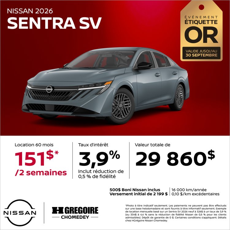 Nissan chomedey promo aout SENTRA SV FR
