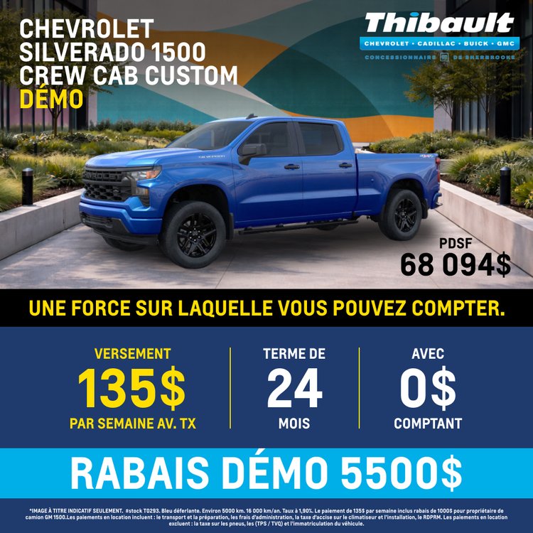 Thibault sherbrooke promo mai chevrolet silverado 1500 custom 2026 FR