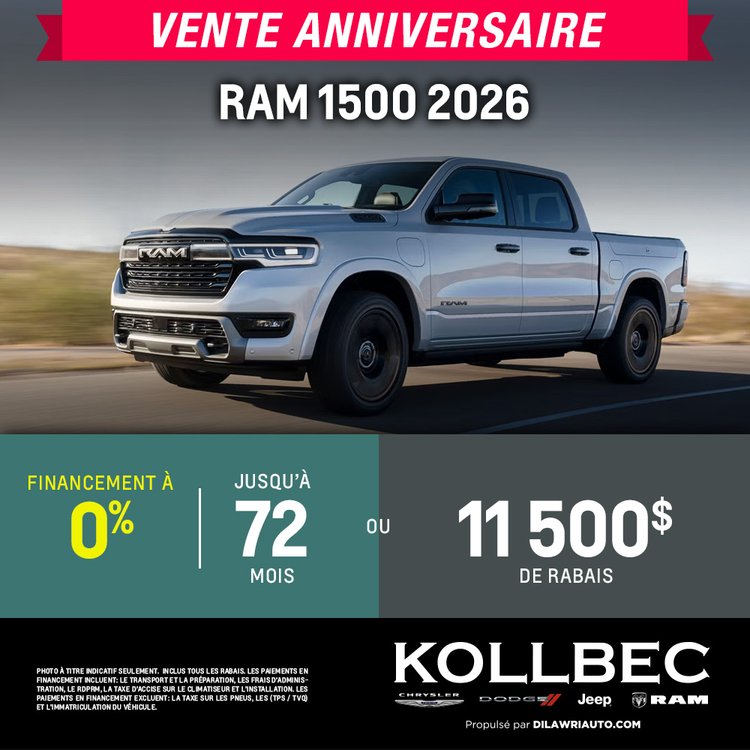 Kollbec promo juin RAM 1500 2026 FR