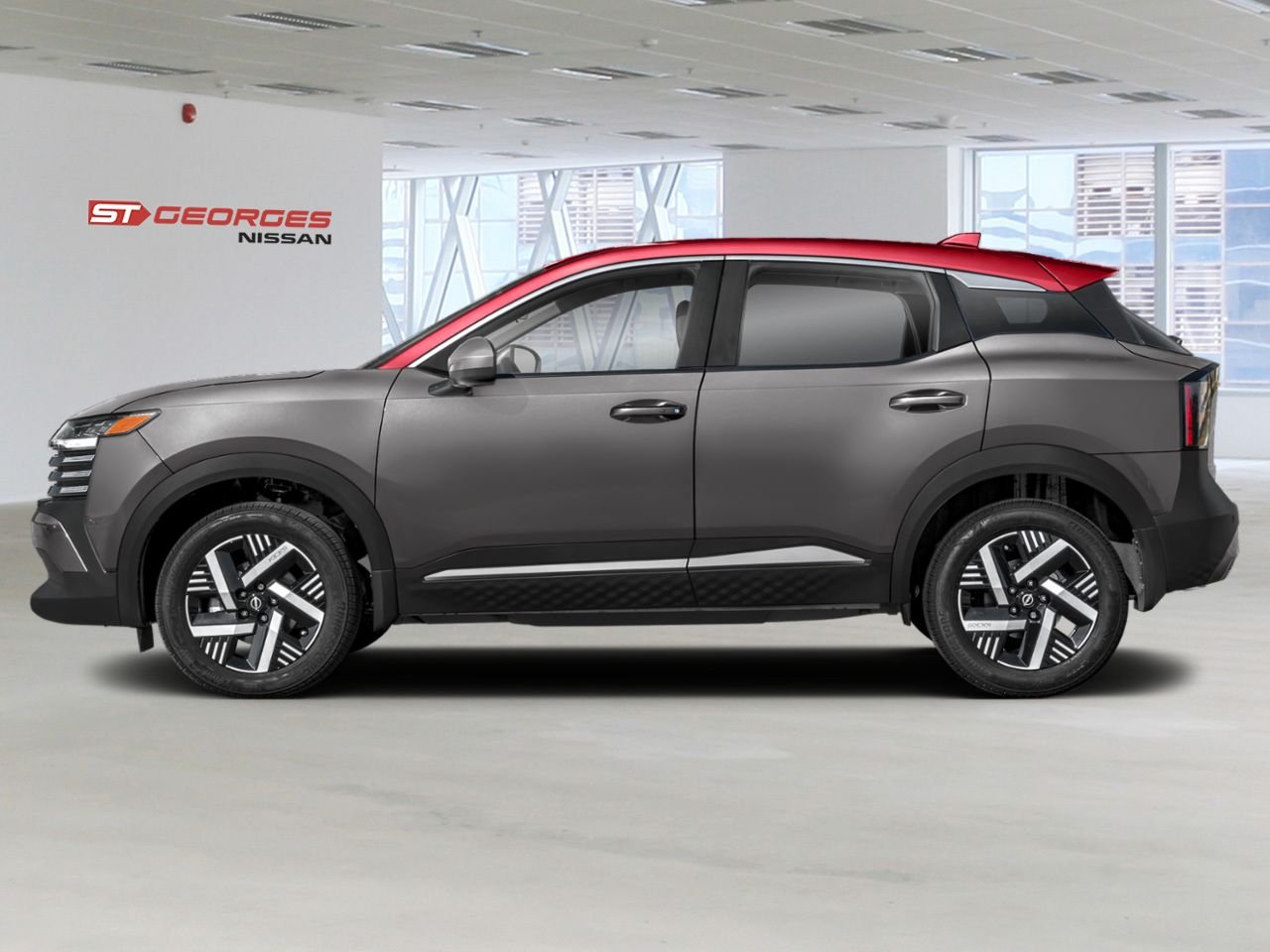 NISSAN Kicks 2026 Gris poudre métallisé/Couche teintée Braise écarlate Saint-Georges - photo #2