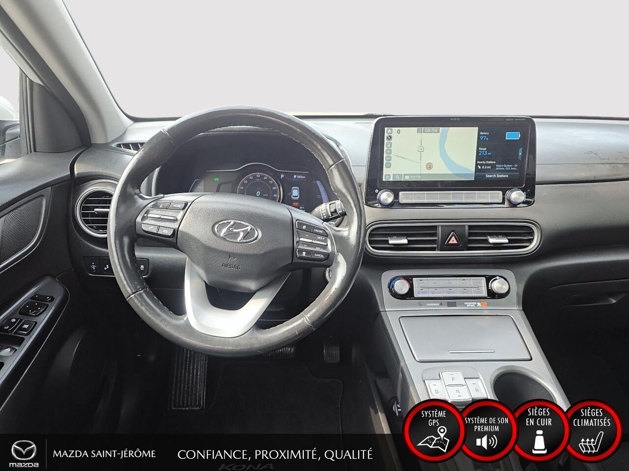 Hyundai Kona électrique Ultimate | TOIT OUVRANT | CUIR | 2021 Blanc Saint-Jérôme - photo #22