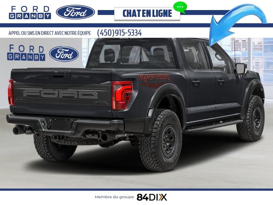Ford F-150 Raptor SuperCrew 4RM caisse de 5,5 pi 2025 Noir agate métallisé