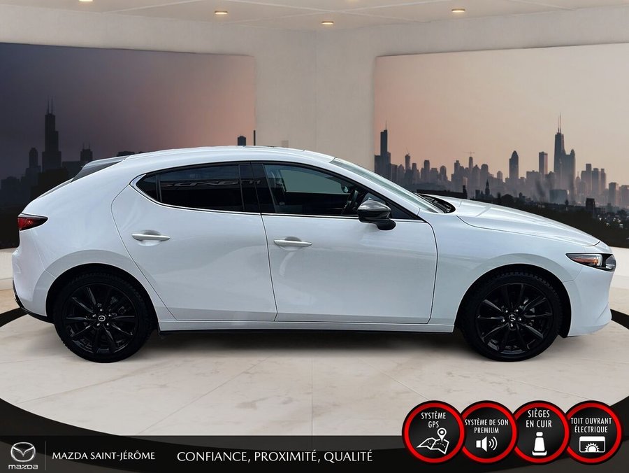 2025 Mazda Mazda3 Sport GT avec moteur turbo | CUIR ROUGE | AWD | TOIT OUVRANT | White