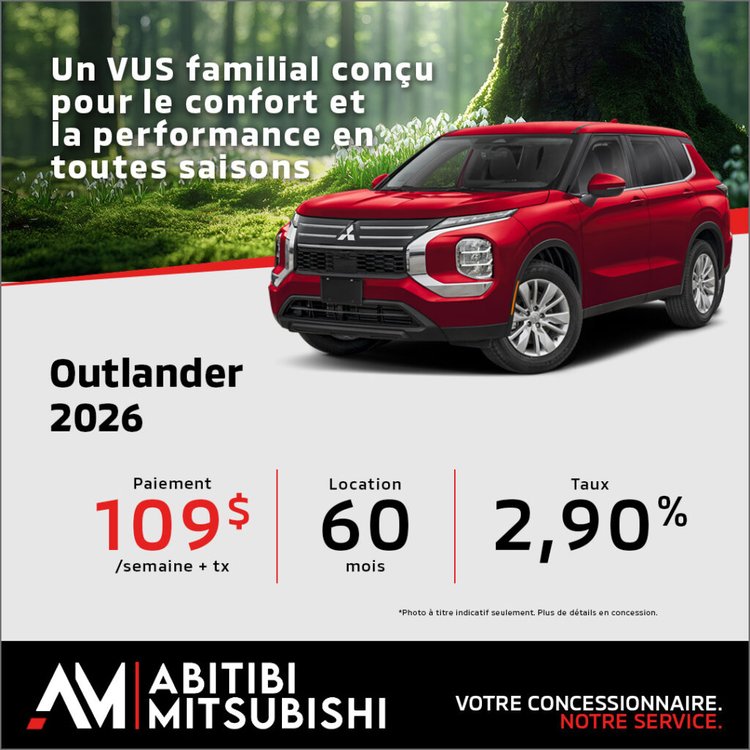 Abitibi mitsubishi promo Outlander 2026 juin FR 1024x1024