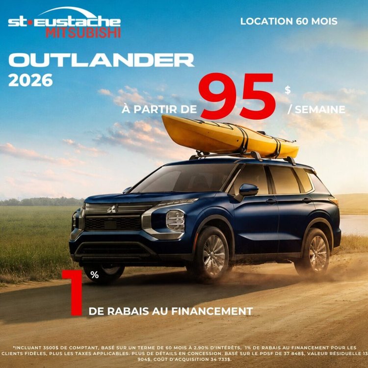 Mitsubishi Outlander 2026 en promotion chez St-Eustache Mitsubishi, SUV familial