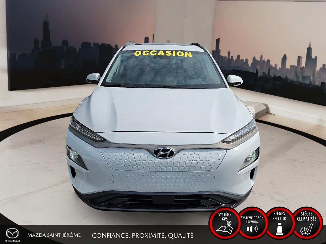 Hyundai Kona électrique Ultimate | TOIT OUVRANT | CUIR | 2021 Blanc Saint-Jérôme - photo #2