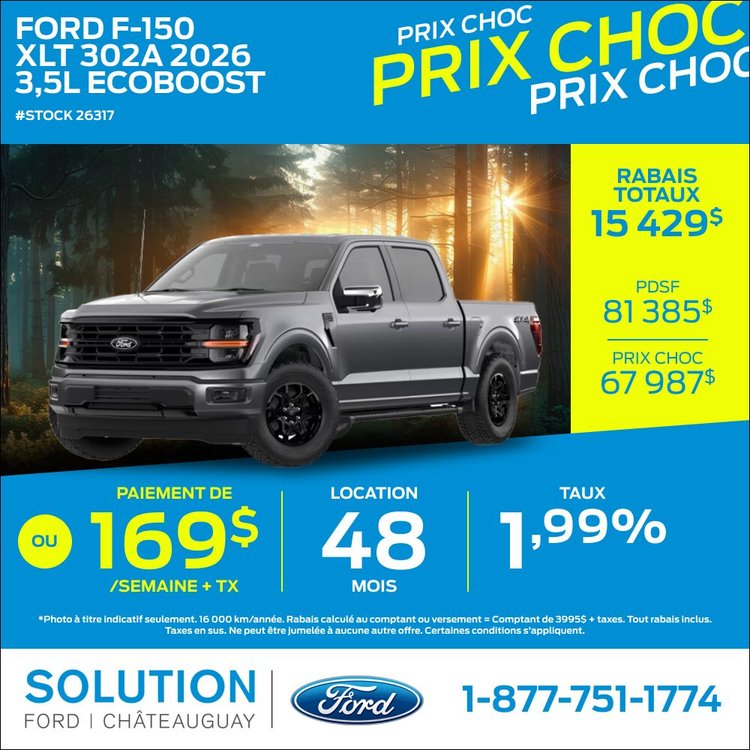 Solution Ford promo mai F 150 XLT 302A 2026 FR
