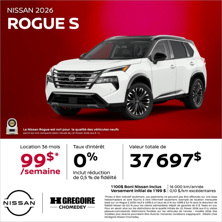 Nissan chomedey promo juillet Rogue S FR 1