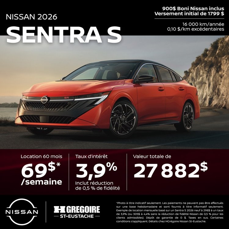 Nissan st eustache promo juillet Sentra S FR