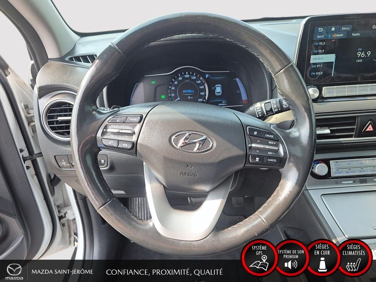 Hyundai Kona électrique Ultimate | TOIT OUVRANT | CUIR | 2021 Blanc Saint-Jérôme - photo #12
