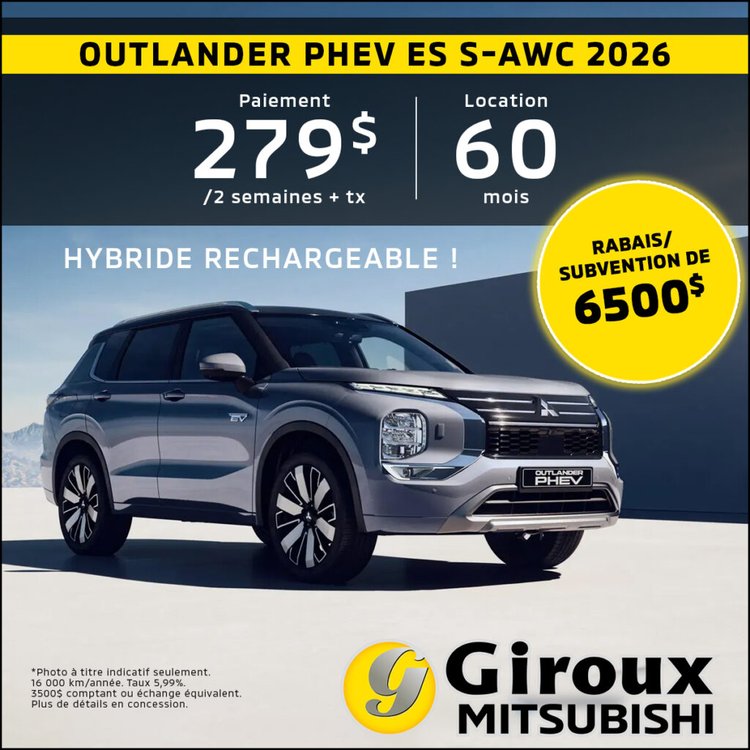 Giroux mitsubishi promo avril Outlander PHEV AWD 2026 FR 1024x1024