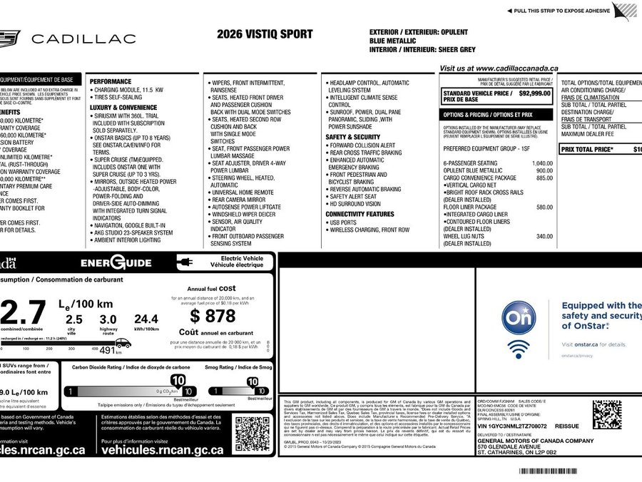 2026 Cadillac VISTIQ 2026 Blue