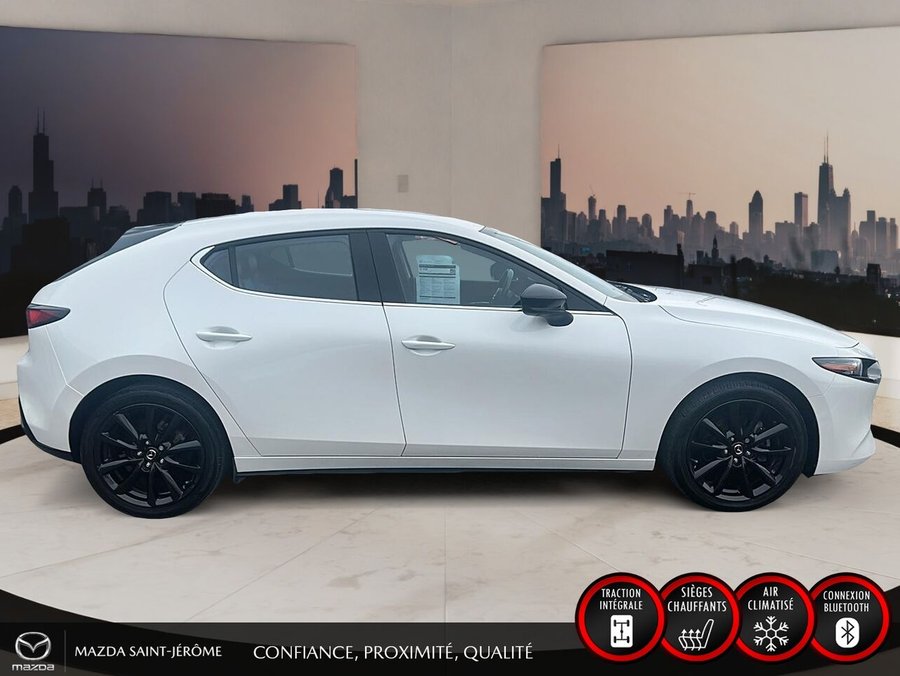 2023 Mazda Mazda3 Sport GT turbo | CUIR ROUGE | AWD | TOIT OUVRANT | White