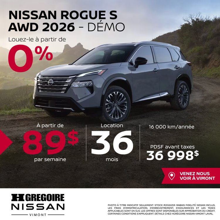 Nissan vimont promo mai Rogue S 2026 FR