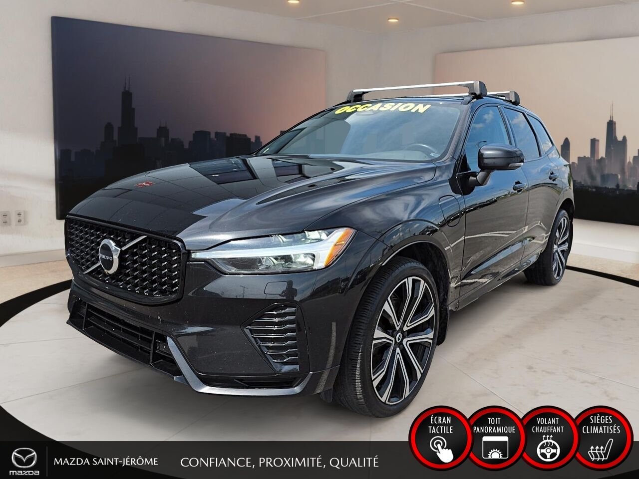 2022 Volvo XC60 Recharge T8 R-Design hybride rechargeable | POLESTAR | TOIT PANORAMIQUE | AWD | CUIR | Black Saint-Jérôme - photo #0