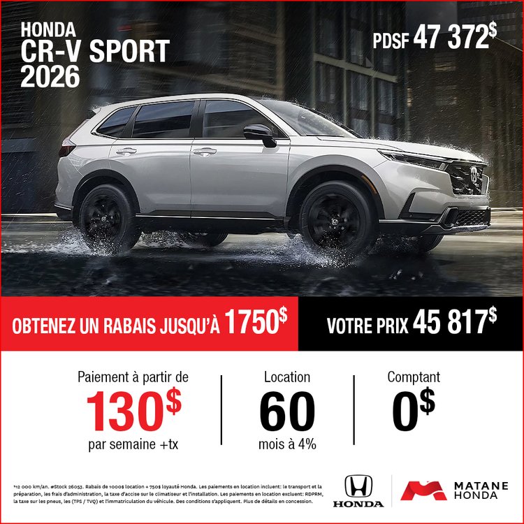 Matane honda promo mai CR V SPORT 2026 FR 1