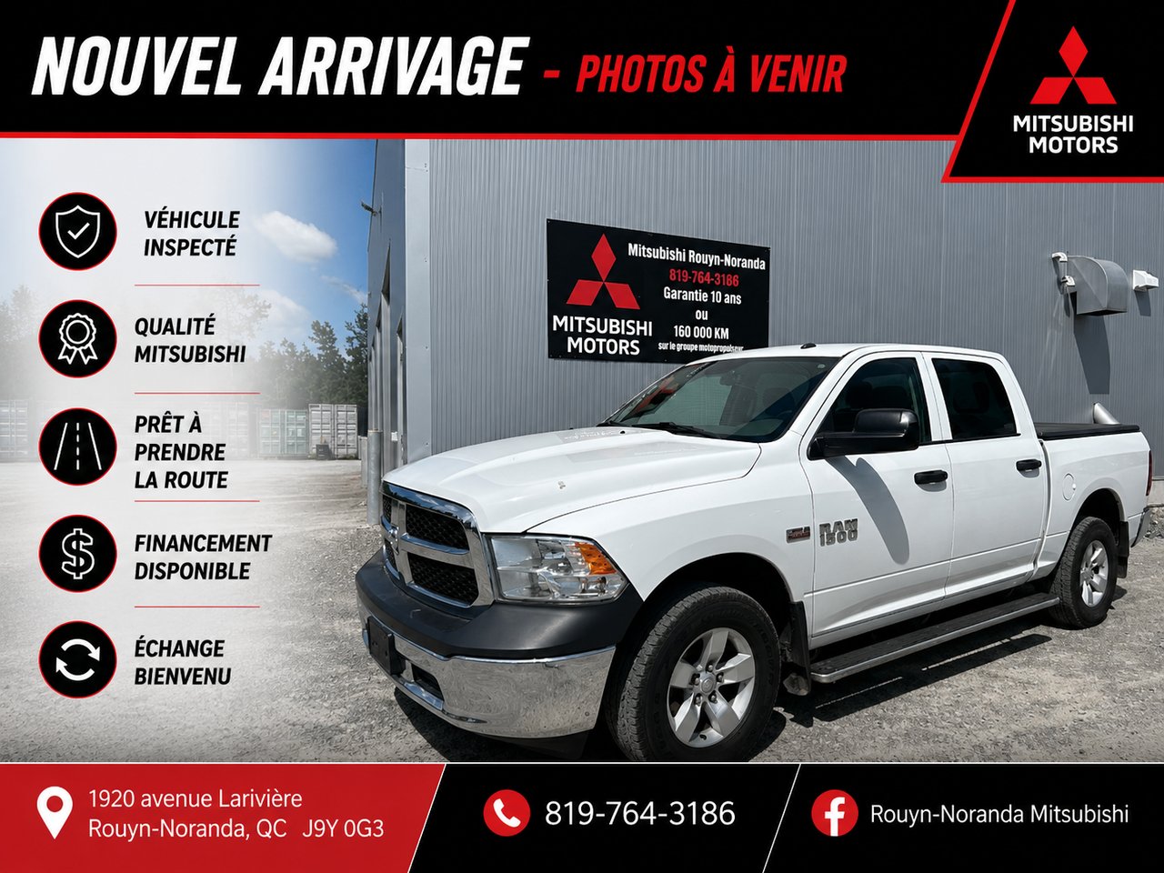 Ram 1500 Cabine multiplaces 4RM, 140,5 po ST 2017 Blanc Rouyn-Noranda - photo #0
