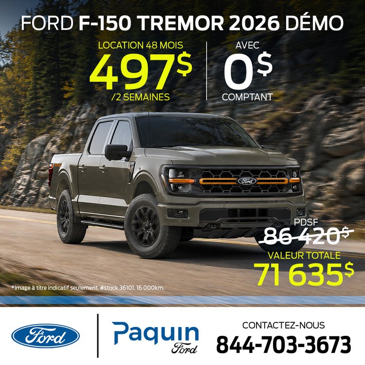 Paquin ford promo aout F 150 Tremor 2026 FR